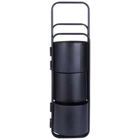 Kwietnik stojący wysoki metalowy czarny 3-poziomowy 33x24x57cm VILDE 339468