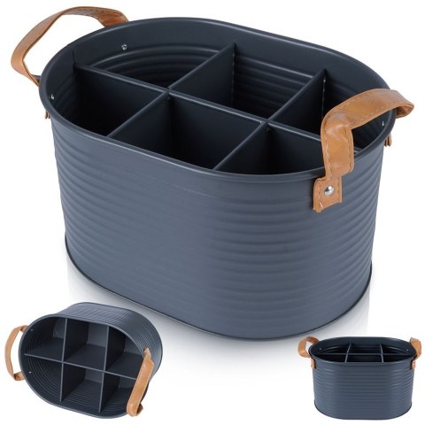 Skrzynka na butelki metalowa szara HOME STYLING COLLECTION 259291