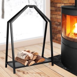 Stojak na drewno kominkowe metalowy czarny 58x24x78cm AMBIANCE 569590