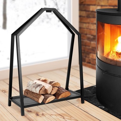 Stojak na drewno kominkowe metalowy czarny 58x24x78cm AMBIANCE 569590