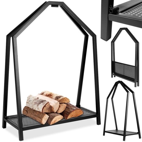 Stojak na drewno kominkowe metalowy czarny 58x24x78cm AMBIANCE 569590