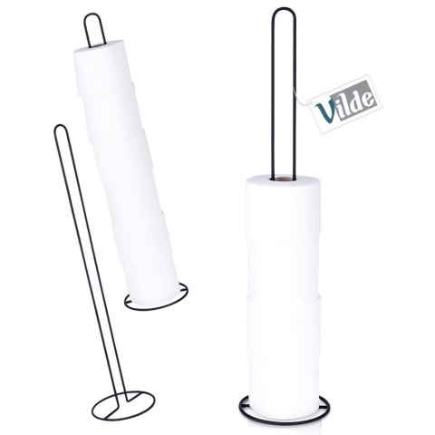 Stojak na papier toaletowy metalowy czarny 60cm VILDE 569660