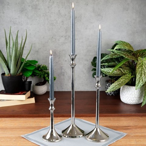 Świecznik aluminiowy srebrny 40cm HOME STYLING COLLECTION 569519