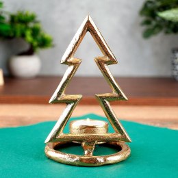 Świecznik aluminiowy złoty choinka 16cm VILDE 569528-C
