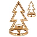 Świecznik aluminiowy złoty choinka 16cm VILDE 569528-C