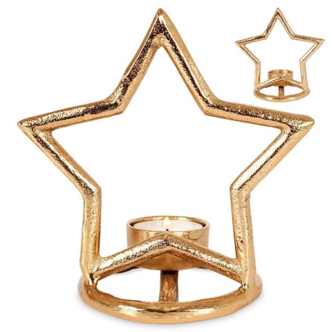 Świecznik aluminiowy złoty gwiazda 15.5cm VILDE 569528-G