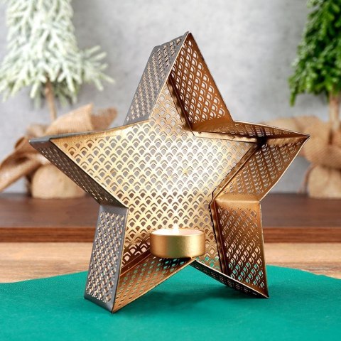 Świecznik aluminiowy złoty gwiazda 21x20cm HOME STYLING COLLECTION 569520