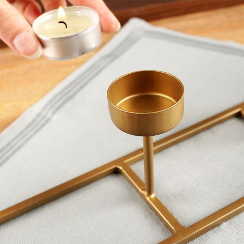 Świecznik aluminiowy złoty na 4 świeczki 35cm HOME STYLING COLLECTION 569529