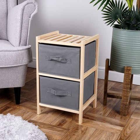 Szafka drewniana szara z dwoma szufladami 46cm VILDE 569635