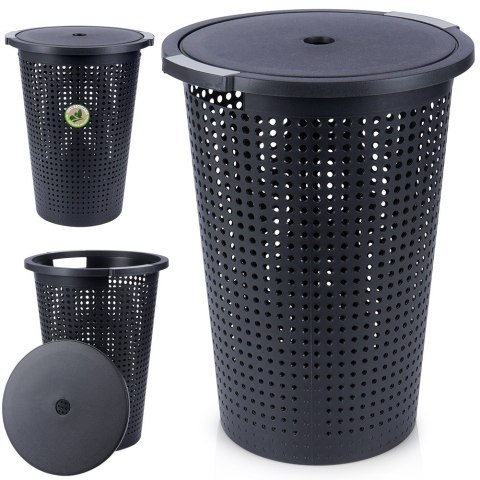 Kosz na pranie plastikowy czarny 35L VILDE 569910