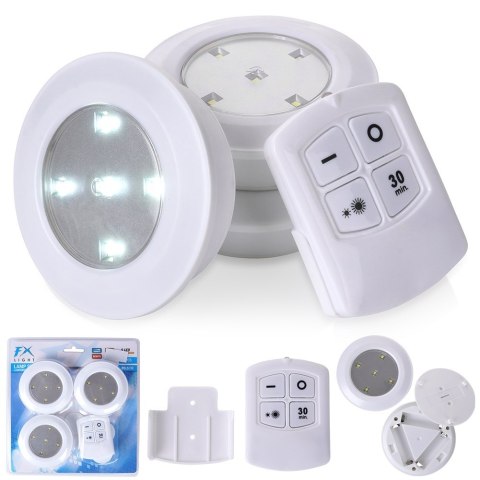 Lampka nocna LED z taśmą samoprzylepną pilot 9.5cm 3 sztuki FX LIGHT 569799
