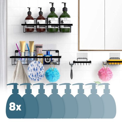 Półka pod prysznic metalowa czarna 4 sztuki VILDE 569735