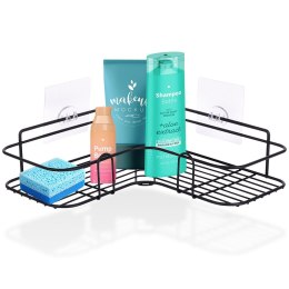 Półka pod prysznic metalowa czarna przyklejana 26.5x26.5x6.5cm VILDE 569734