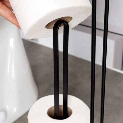 Stojak na papier toaletowy metalowy czarny 54cm VILDE 569736