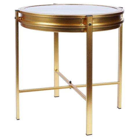 Stolik kawowy metalowy złoty z zegarem 42x40cm HOME STYLING COLLECTION 569726