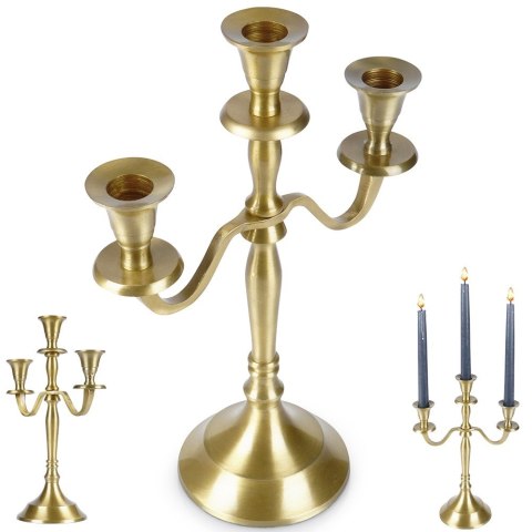 Świecznik kandelabr złoty 3-ramienny HOME STYLING COLLECTION 569796