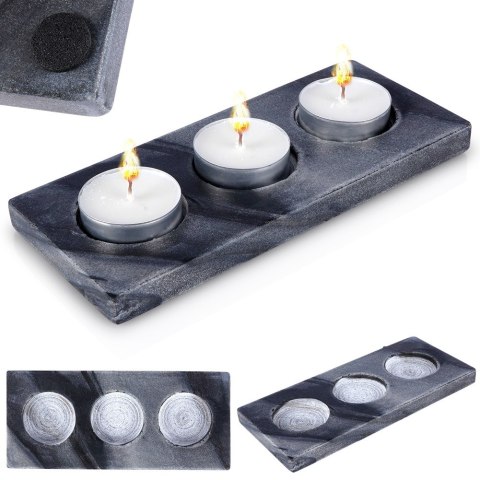 Świecznik marmurowy na 3 świeczki 18x8cm VILDE 569773