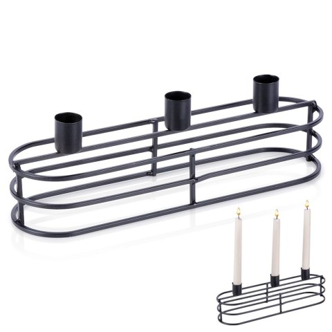 Świecznik metalowy czarny na 3 świeczki 29.5x8.5x9.5cm HOME STYLING COLLECTION 569790