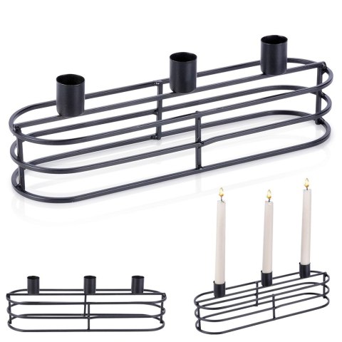 Świecznik metalowy czarny na 3 świeczki 29.5x8.5x9.5cm HOME STYLING COLLECTION 569790