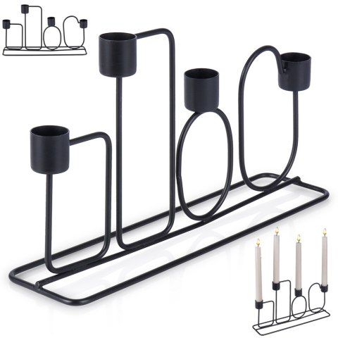 Świecznik metalowy czarny na 4 świeczki 27x7x16cm HOME STYLING COLLECTION 569785