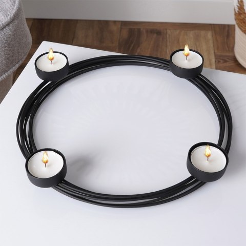 Świecznik metalowy czarny na 4 świeczki 28x3.5cm HOME STYLING COLLECTION 569783