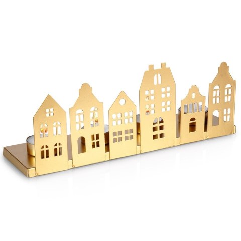 Świecznik metalowy złoty na 4 świeczki 30x8x11cm VILDE 569791