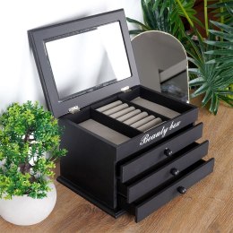 Szkatułka na biżuterię czarna z 3 szufladkami HOME STYLING COLLECTION 569716