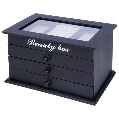 Szkatułka na biżuterię czarna z 3 szufladkami HOME STYLING COLLECTION 569716