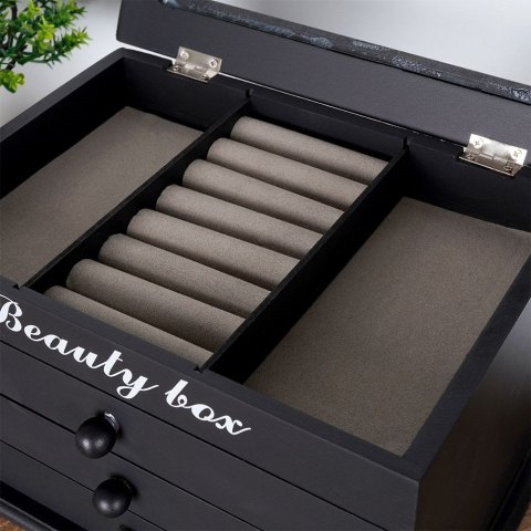 Szkatułka na biżuterię czarna z 3 szufladkami HOME STYLING COLLECTION 569716