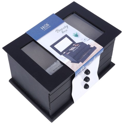 Szkatułka na biżuterię czarna z 3 szufladkami HOME STYLING COLLECTION 569716