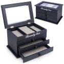 Szkatułka na biżuterię czarna z 3 szufladkami HOME STYLING COLLECTION 569716