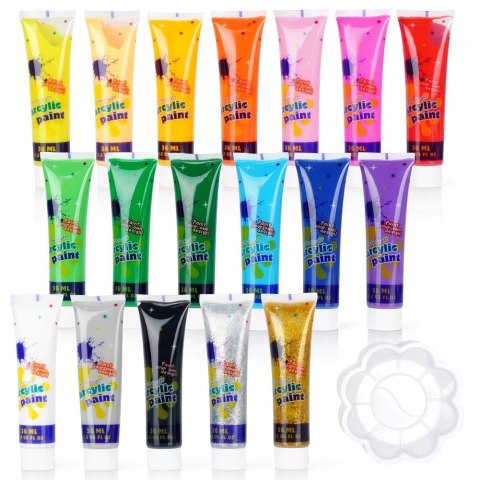 Farby akrylowe z paletką 36ml 19-ele FREE & EASY 489325