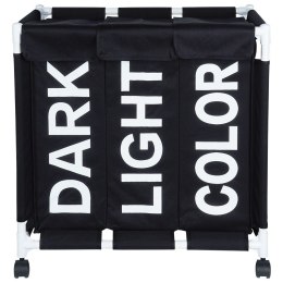 Kosz na pranie bieliznę ubrania do prania na kółkach trzykomorowy 137L VILDE 568026