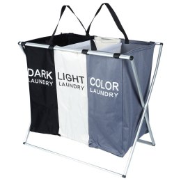 Kosz na pranie bieliznę ubrania do prania składany trzykomorowy 105L VILDE 568027
