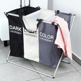 Kosz na pranie bieliznę ubrania do prania składany trzykomorowy 105L VILDE 568027