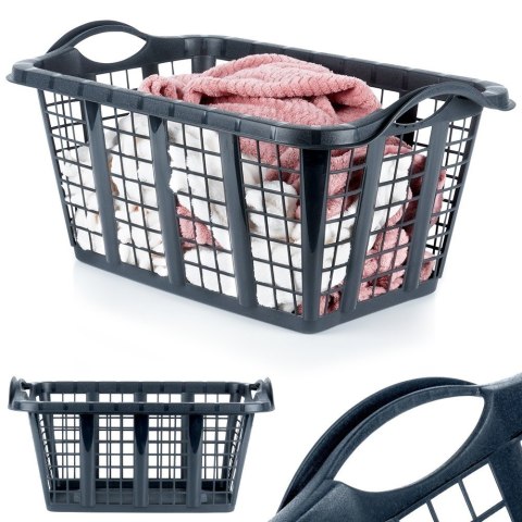 Kosz na pranie plastikowy czarny 37L VILDE 569972