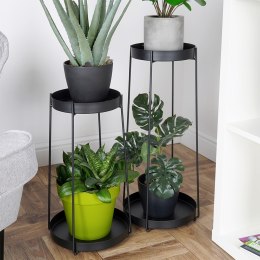 Kwietnik stojący metalowy czarny 2-poziomowy 46 / 58cm 2 sztuki TRENDS4YOU 569973