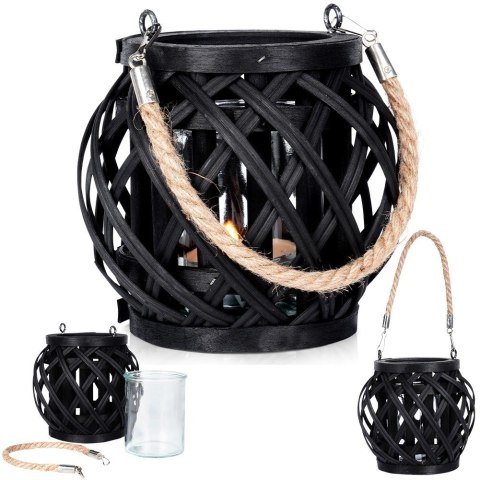 Lampion na świeczkę bambusowy czarny 14.5x14cm HOME STYLING COLLECTION 569983