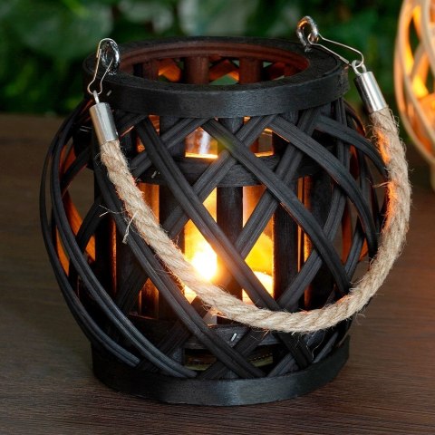 Lampion na świeczkę bambusowy czarny 14.5x14cm HOME STYLING COLLECTION 569983