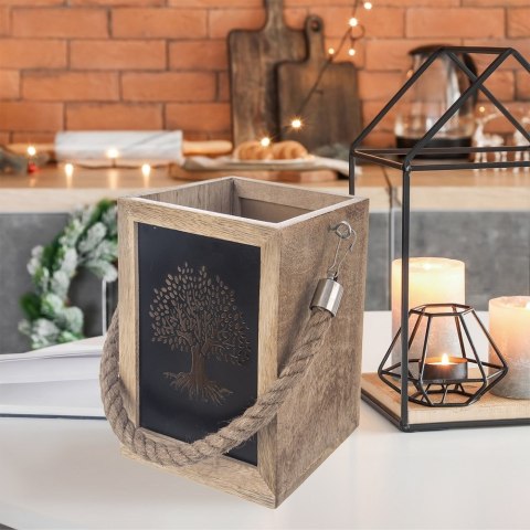 Lampion na świeczkę drewniany MANGO 20cm ORION 351835