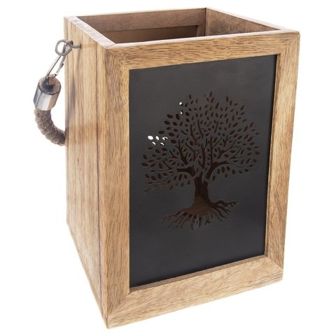 Lampion na świeczkę drewniany MANGO 20cm ORION 351835