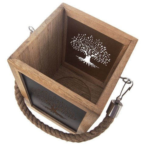 Lampion na świeczkę drewniany MANGO 20cm ORION 351835