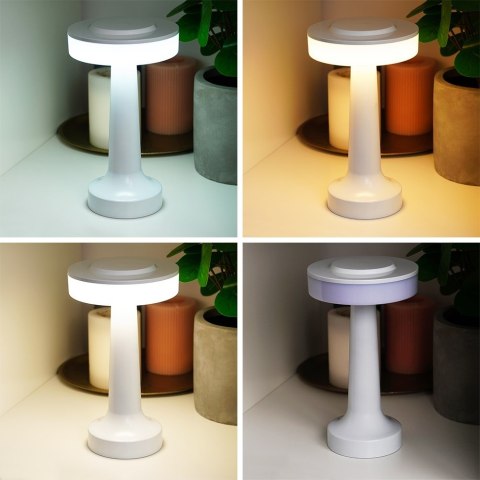 Lampka stołowa LED biała bezprzewodowa 3 tryby świecenia 21cm VILDE 569987