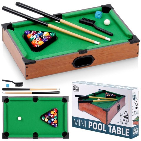 Mini bilard na stół drewniany z akcesoriami 48.5x30.5x8cm FREE & EASY 489326