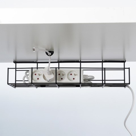 Organizer na kable pod blat biurka metalowy czarny VILDE 568037