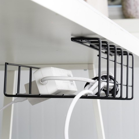Organizer na kable pod blat biurka metalowy czarny VILDE 568037