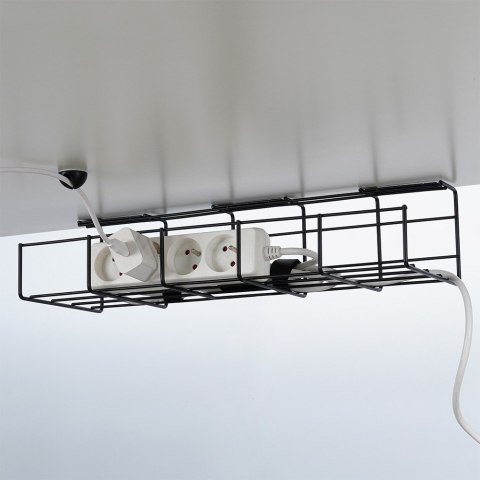 Organizer na kable pod blat biurka metalowy czarny VILDE 568037