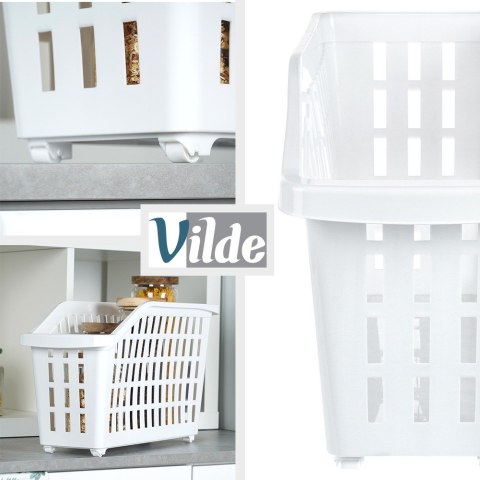 Pojemnik do przechowywania na kółkach biały wąski 13L VILDE 568039