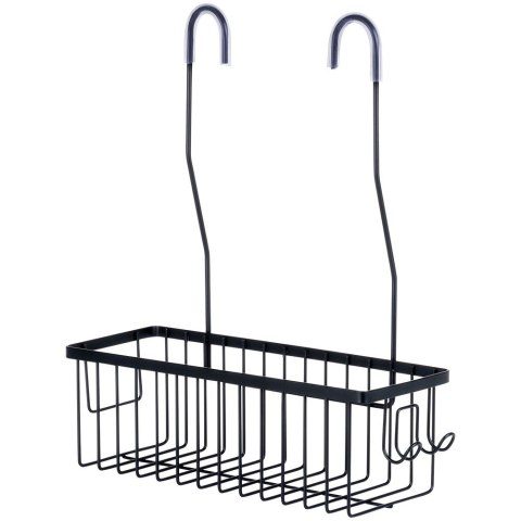 Półka pod prysznic do łazienki łazienkowa zawieszana metalowa czarna 33.5x12.5x38cm VILDE 568038