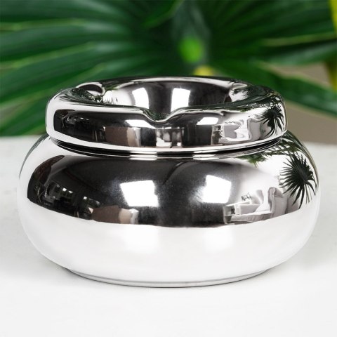 Popielniczka dolomit srebrna okrągła popielnica 11cm VILDE 489318-S